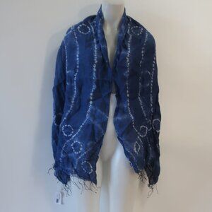 NWT Womens Tina Demel Handmade Oversized Pink, White, Orange Fringed Silk Scarf